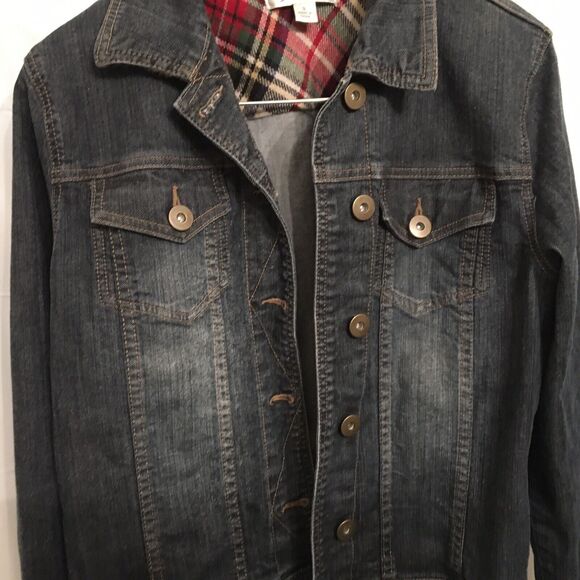 Coldwater Creek Denim Jean Jacket Women’s Size Small Plaid Flannel Accents - Picture 4 of 12